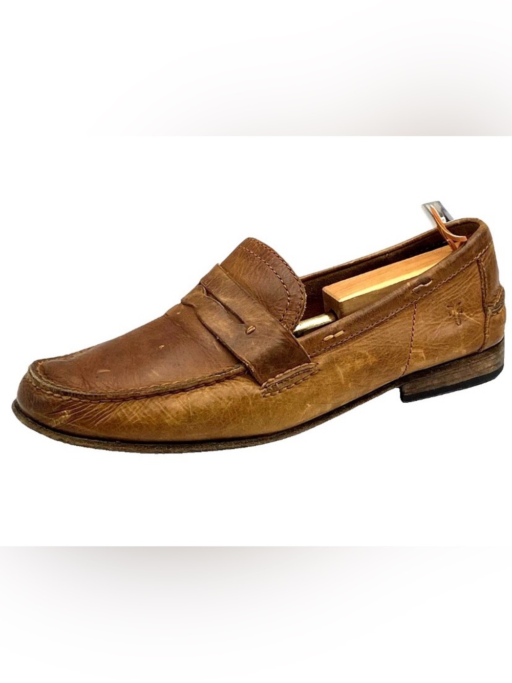 Frye Leather Penny Loafers Men 12 Tan Moc Toe Casual Shoes Classic